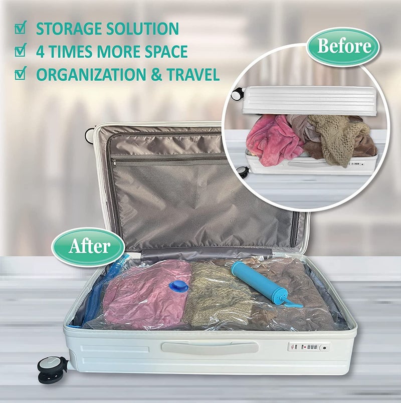 7 PCS Vacuum Storage Bags (2 Jumbo/2 Large/2 Medium/1 Pump) - Space Saver Bags with Hand Pump,Travel   Compression Storage Bags For Clothes, Comforters & Blankets - Image 5